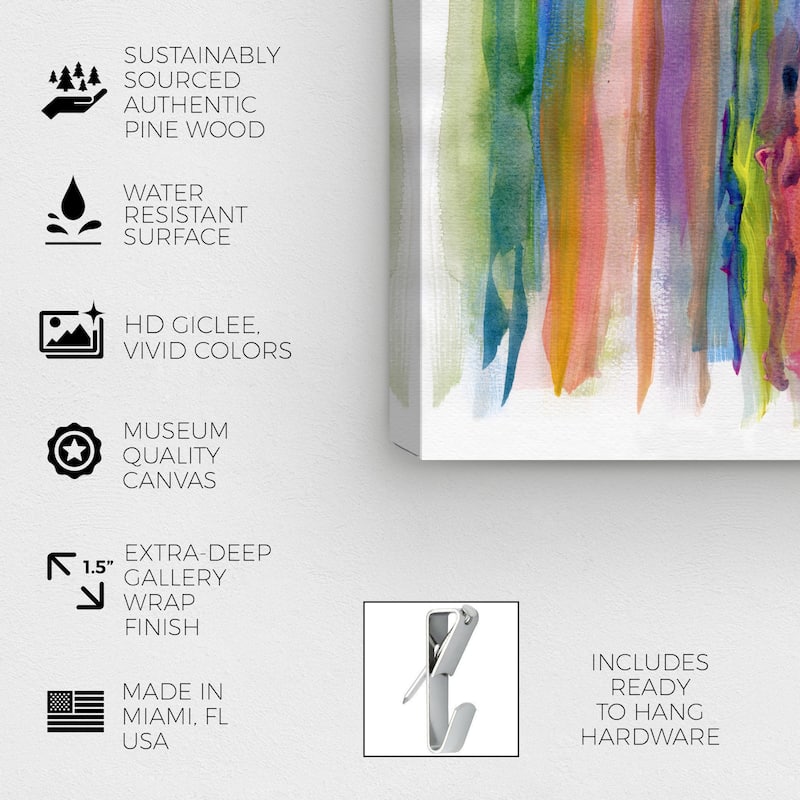 Wynwood Studio Canvas Abstract Rain in the Jungle Blue and Modern & Contemporary Wall Art Canvas Print