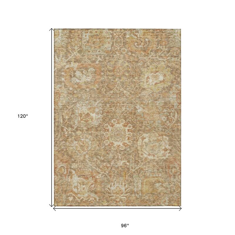 HomeRoots Damask Traditional Rectangle Outdoor Rug