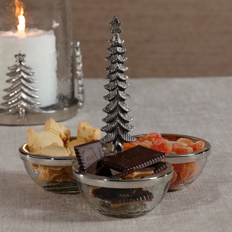 Foret d'Hiver Silver Glass and Metal Trio Condiment Set