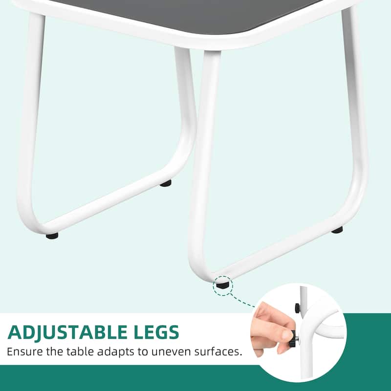 Moasis 3 Piece Rocking Patio Furniture Bistro Set with Chairs and Glass Table