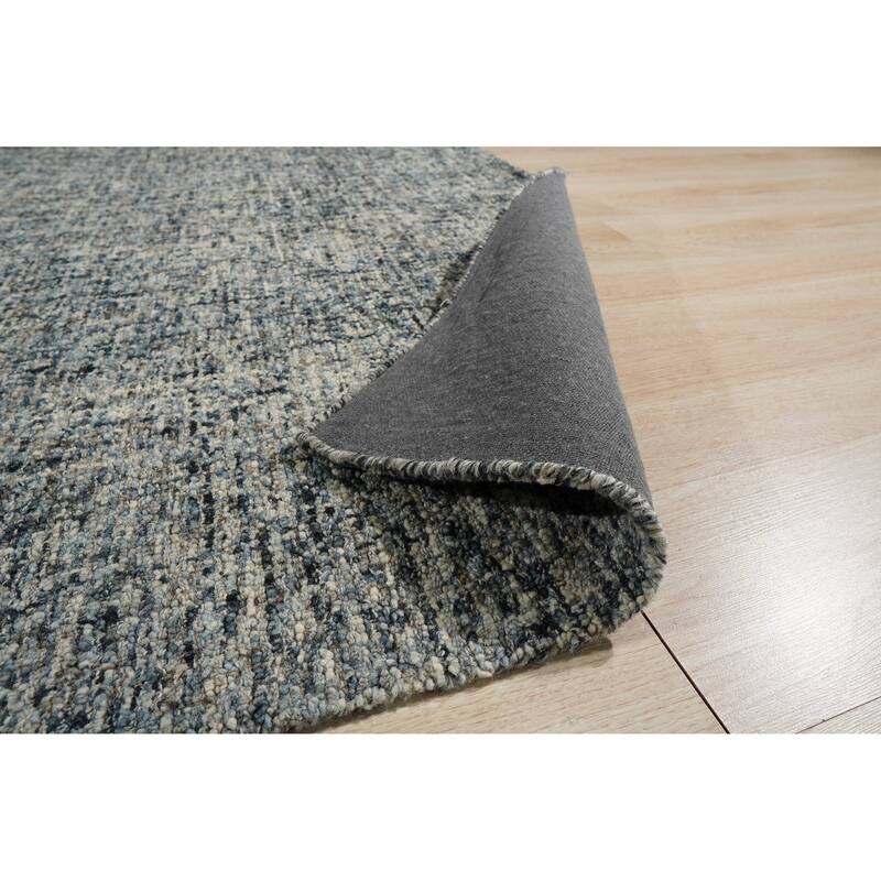 Home Decor EORC Hand-Tufted Wool Modern Loop Rug Elegant Dark Blue Area Rug for Living Room, Bedroom, Office, & Home Décor Sty