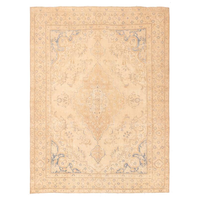 ECARPETGALLERY Hand-knotted Antalya Vintage Beige Wool Rug - 9'6 x 12'6