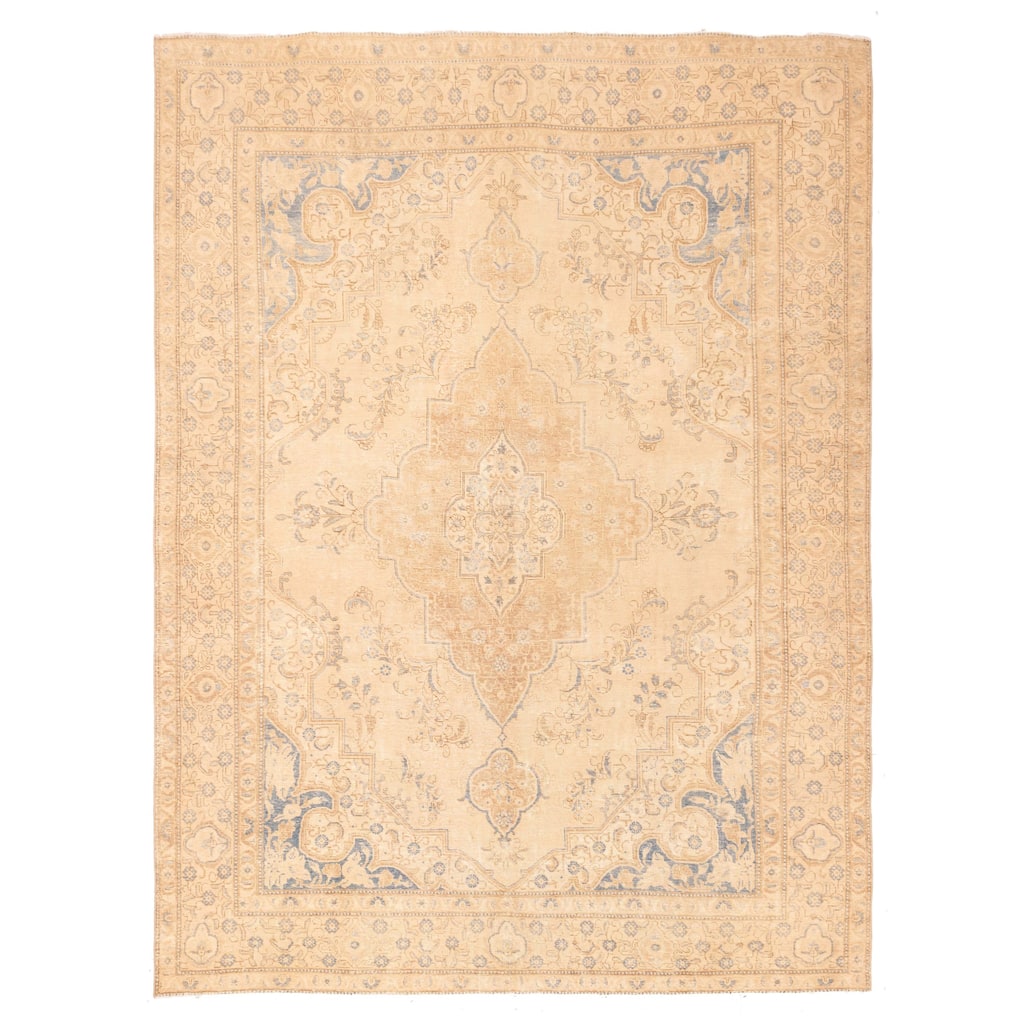 ECARPETGALLERY Hand-knotted Antalya Vintage Beige Wool Rug - 9'6 x 12'6