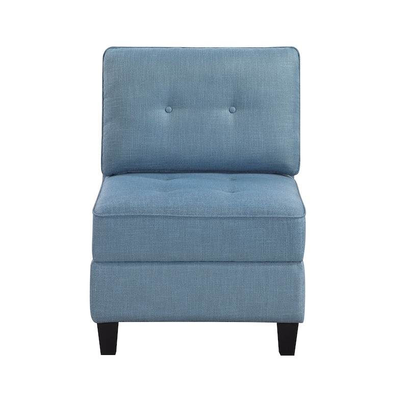 Dorian 26" Textured Fabric Armless Chair - Storage, Button-Tufted