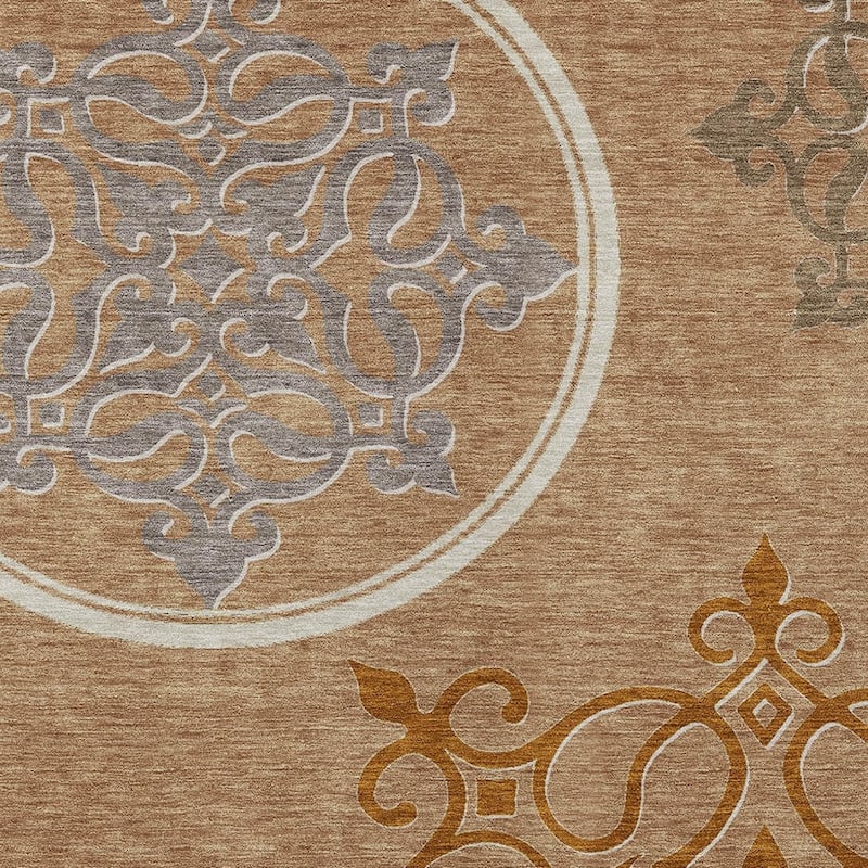 HomeRoots Floral Medallion Transitional Rectangle Outdoor Rug