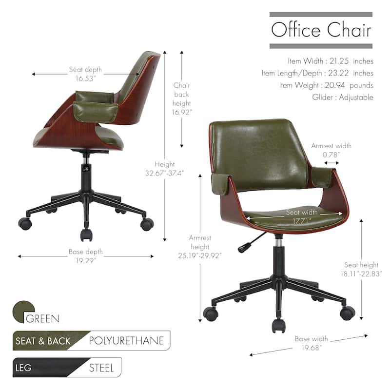 Porthos Home Deluxe Faux Leather Mid-Century Office Chair