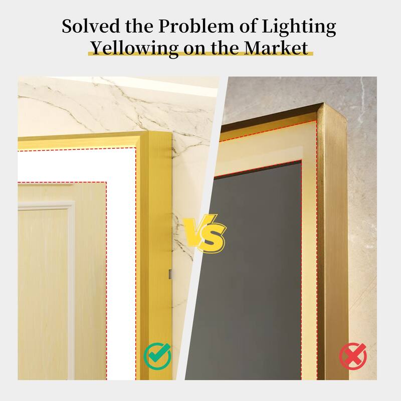 LED Bathroom Mirror Aluminum Framed Anti-Fog Stepless Dimmable Memory