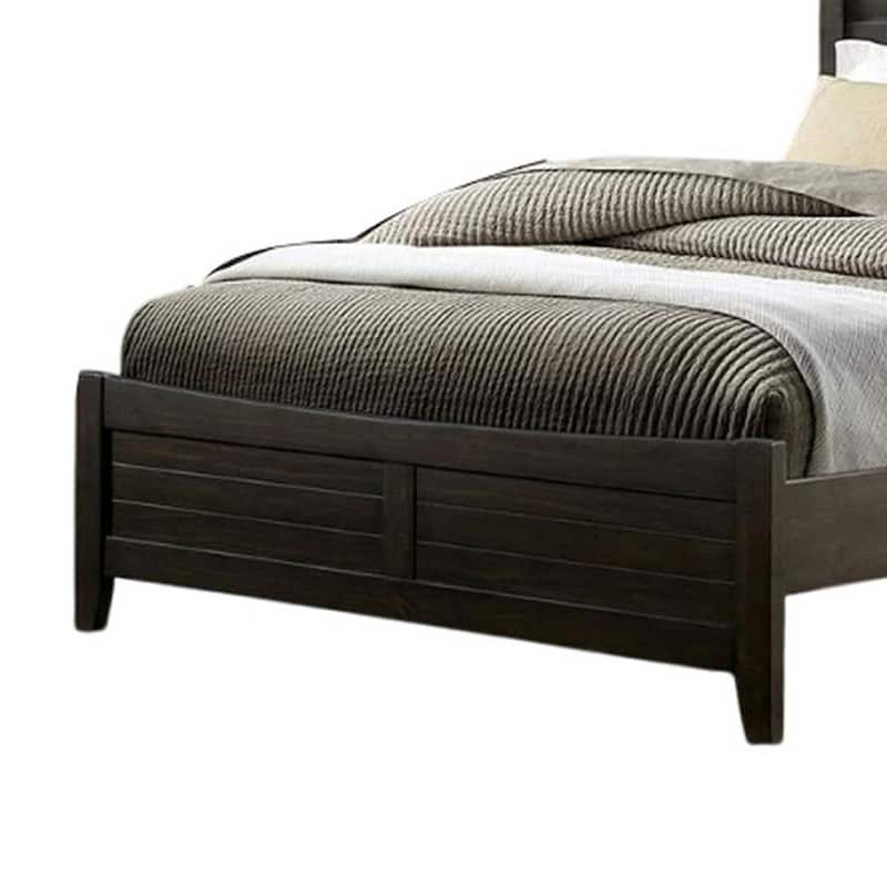 Lyna King Size Bed, Curved Headboard, Rich Walnut Brown Solid Wood