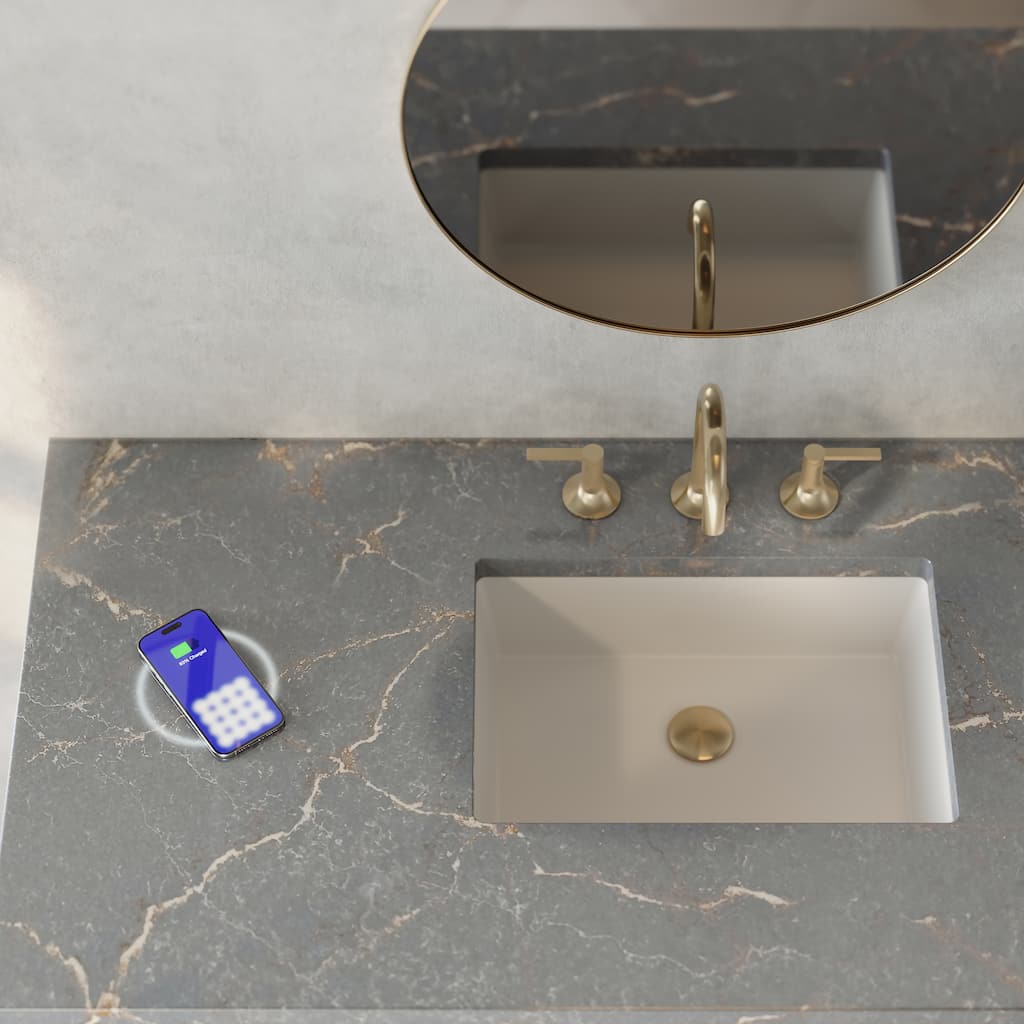 Celeste 48" S Vanity, Sunwashed Oak with Embossed Shagreen w/FreePower Wireless Charger
