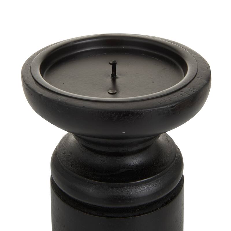 White, Black, or Gold Mango Wood Turned Style Pillar Candle Holder (Set of 3) - S/3 10", 8", 6"H
