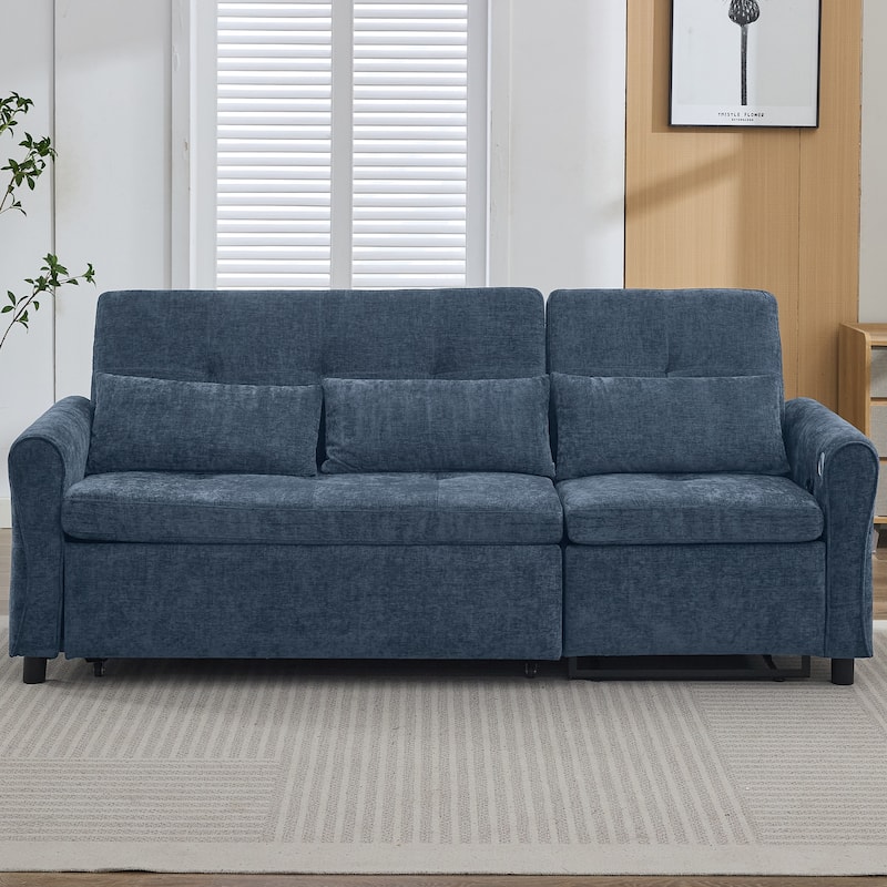 2-in-1 Sofa 82" Three-seater Sofa with a Sofa Bed and a Reversible Recliner Sofa for Living Room