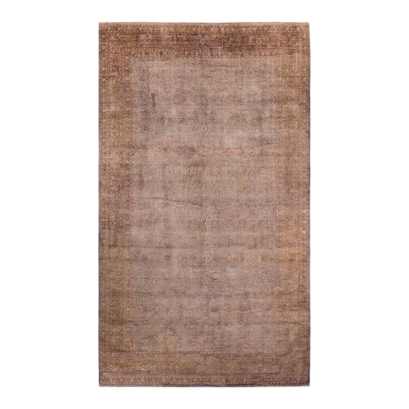 Overton Handknotted Wool Vintage Inspired Contemporary Overdyed Beige Area Rug - 15' 8" x 9' 3"