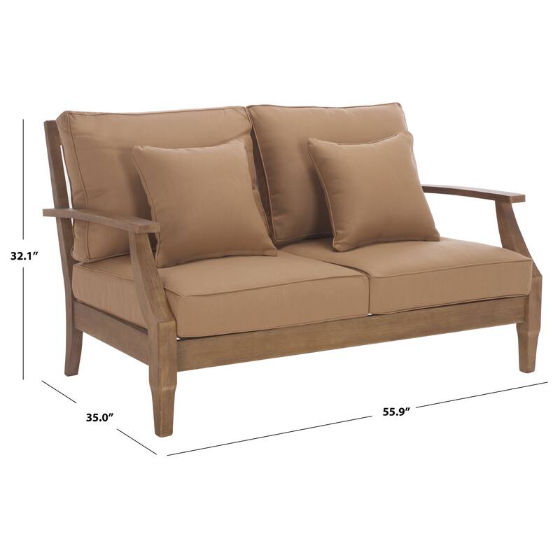 SAFAVIEH Couture Martinique Wood Patio Loveseat - 56"W x 35"D x 32"H - Natural/Brown