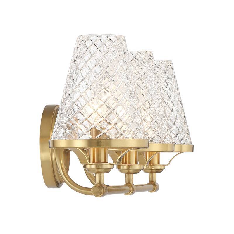 Candler 3-Light Bathroom Vanity Light in Warm Brass