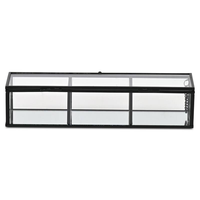 Verena 10.6" Mirrored Glass Display Box with 3 Compartments - N/A