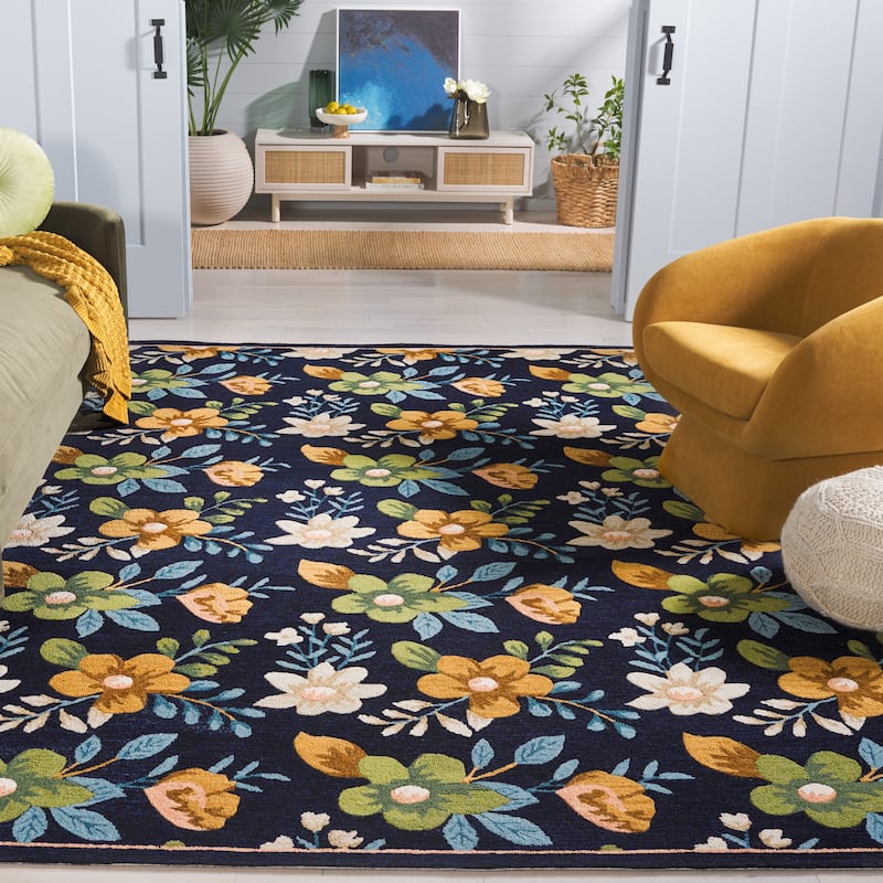 SAFAVIEH Handmade Blossom Geskea Modern & Contemporary Wool Rug - 8' x 10' - Navy/Green