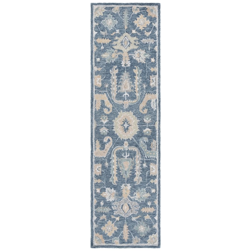 SAFAVIEH Handmade Metro Ayami Wool Rug - Blue/Grey - 2'3" x 8' Runner