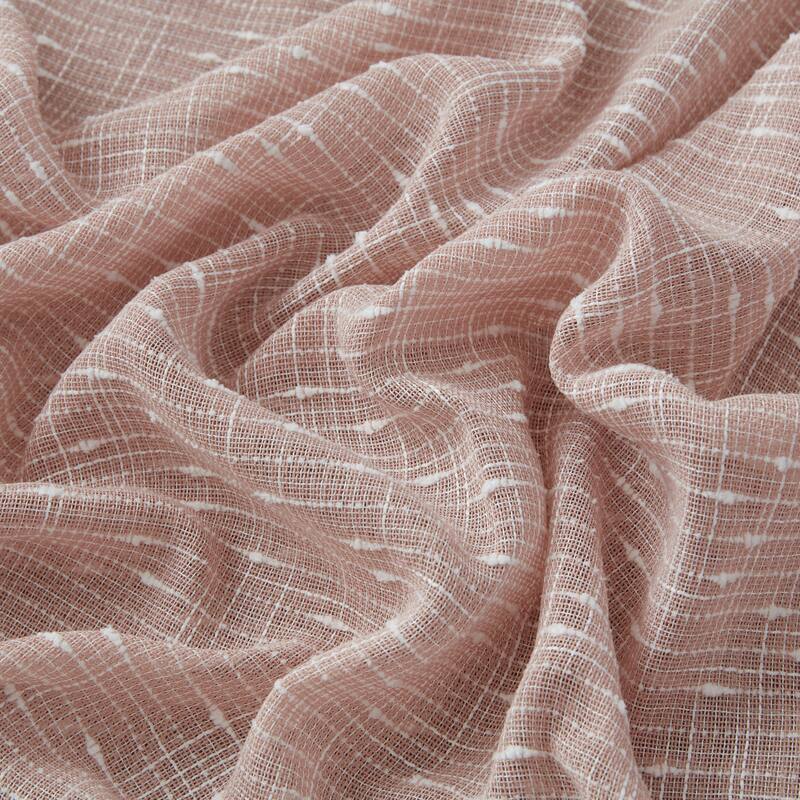 HLC.ME Emily Faux Linen Semi Sheer Transparent Rod Pocket Back Tab Lightweight Window Curtains Wide Panels, Pair