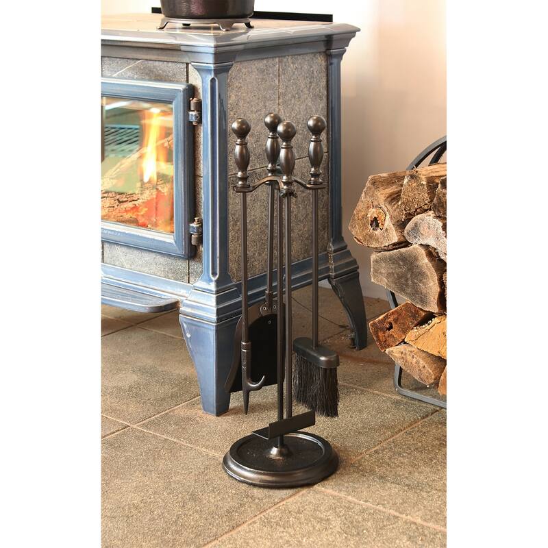 Achla Designs Bolton Mini Set of 4 Fireplace Tools, 24 Inch Tall, Black