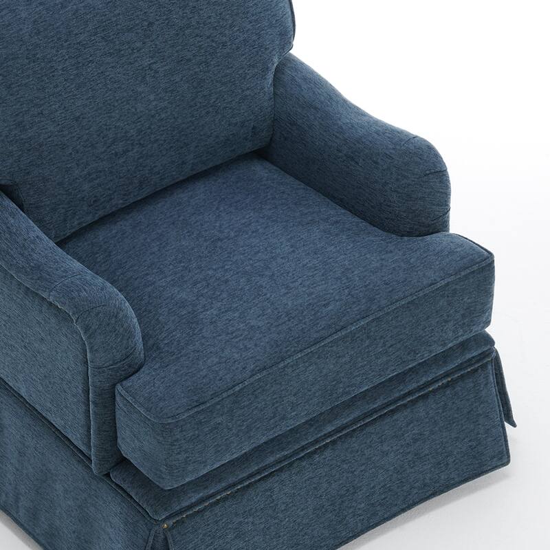 Modern Chenille Swivel Armchair and Storage Ottoman