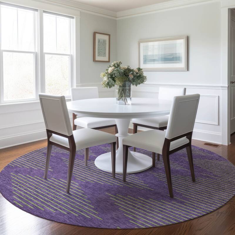 Machine Washable Indoor/ Outdoor Contemporary Geo Chantille Rug