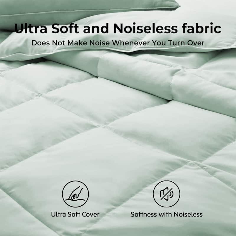 All Season Lightweight & Medium Weight White Goose Feather Down Comforter Duvet Insert