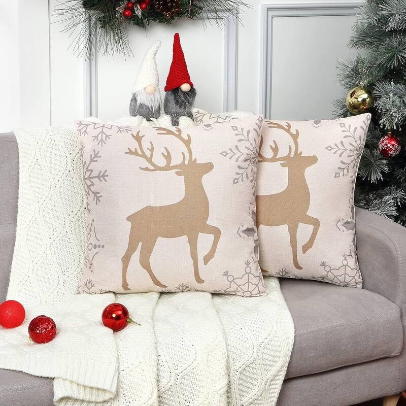 Christmas Pillow Covers 18x18 Set of 2 for Home Indoor