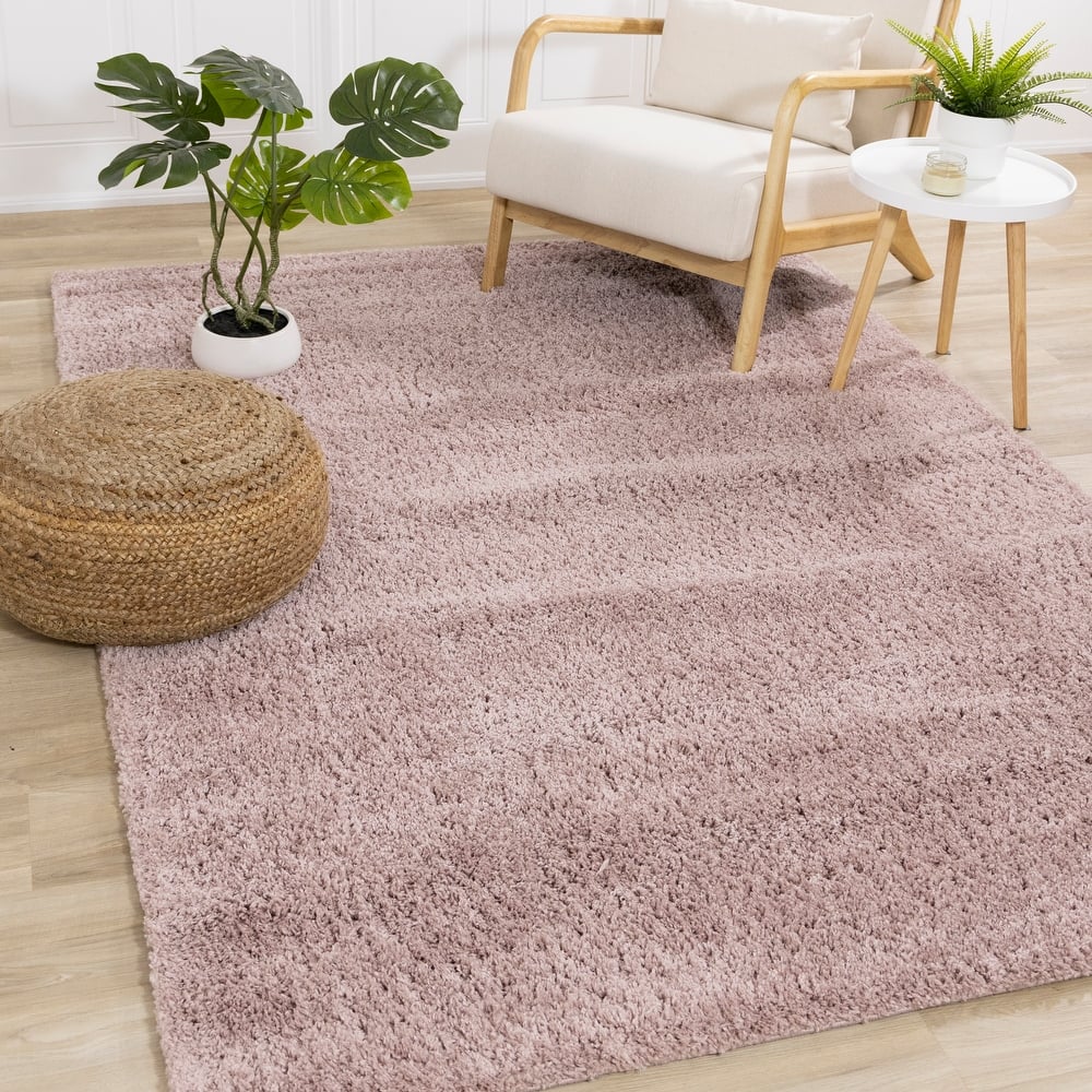 Taylor Collection - Plush Pink Shag Area Rug