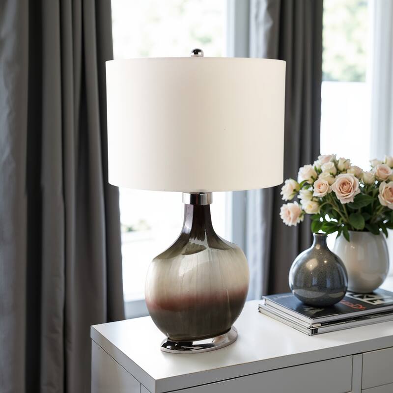Glass Metal Table Lamp Gradient Finish Home Office Decor - 32" Gray - 18" x 18" x 32" - Gray/ Red - 18" x 18" x 32"