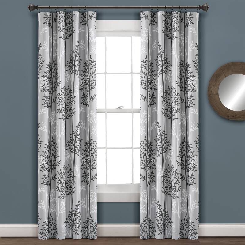 Lush Decor Linear Tree Insulated Blackout Window Curtain Panel Pair - 84 Inches - Gray