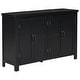 preview thumbnail 18 of 35, 4 Door Storage Sideboard with Adjustable Shelves Pinewood Legs and Retro Metal Handles for Living Room Entryway
