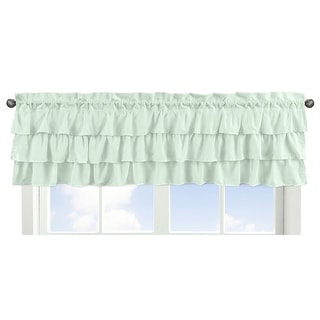 Mint Green Window Curtain Valance - Solid Color Shabby Chic for Boho Watercolor Butterfly Floral Collection Tiered Ruffled