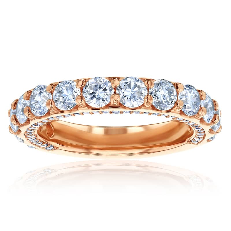 Kobelli 2.6 Carats Lab Grown Diamond 14k Solid Gold Multi Row Vera Wedding Ring (DEF/VS) - 9.5 - Rose