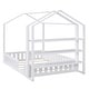 preview thumbnail 11 of 14, Full Floor House Bed Frame with Storage Shelves - White