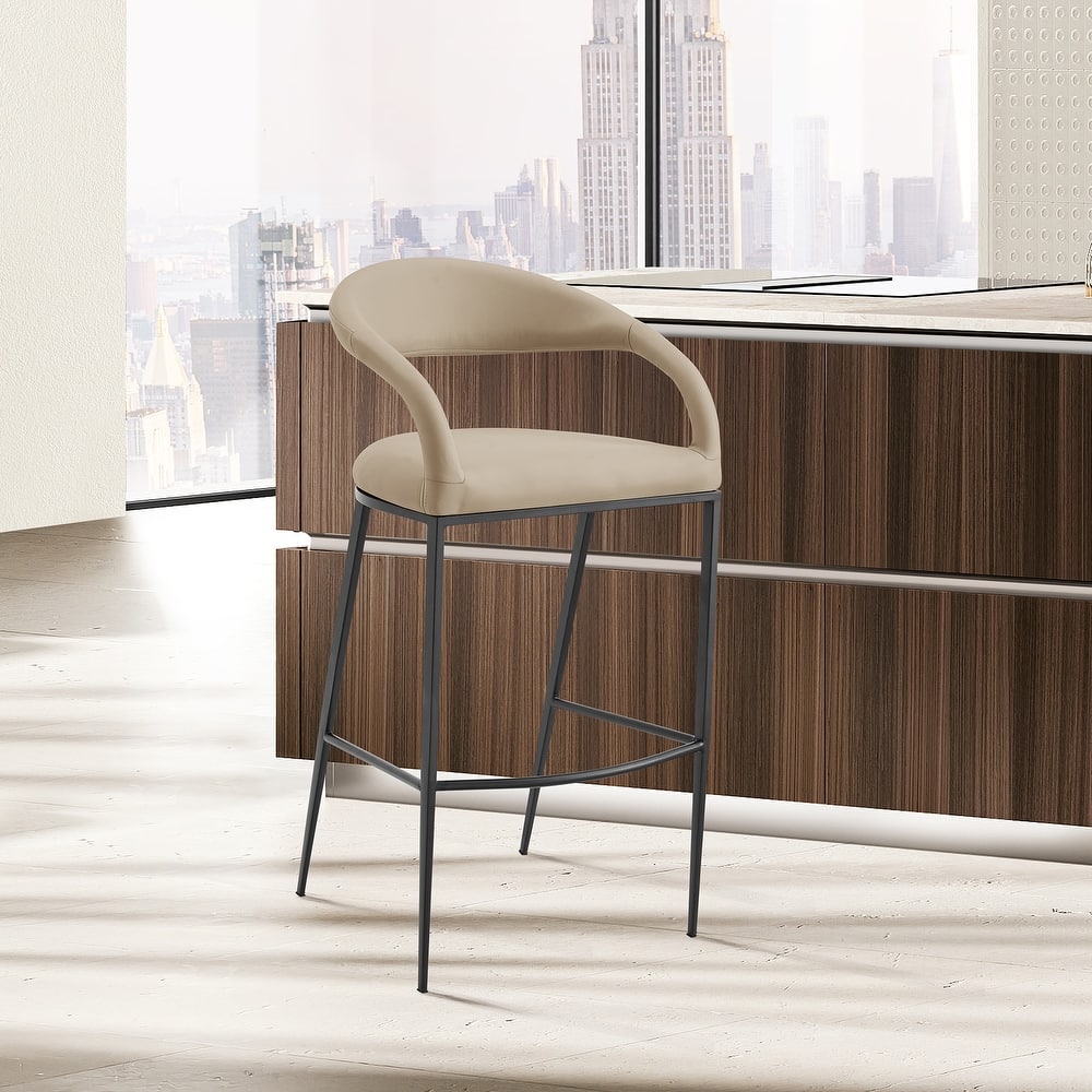 Ramona Upholstered Barrel Back Bar or Counter Height Bar Stool