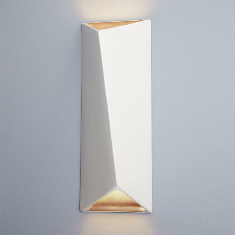 Ambiance Diagonal 1-light Matte White LED Open Top and Bottom Wall Sconce