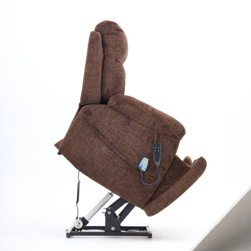 Velvet Oversized Power Lift Recliner Chair, 180° Flat with Massage