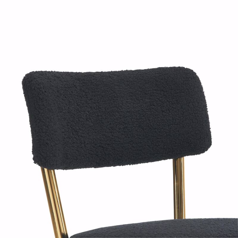 Set of 4 Modern Teddy Fabric Upholstered Bar Stools - Metal Base High Stools