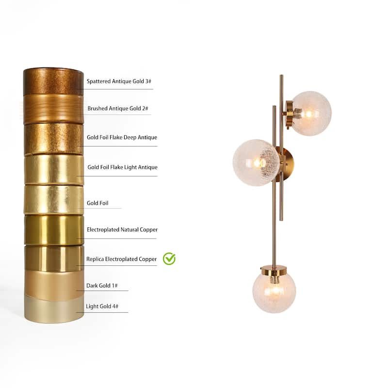 Bola Modern 3-Light Glass Chandelier Wall Sconces Bathroom Vanity Lights - L30.5" x W8" x H12.2"