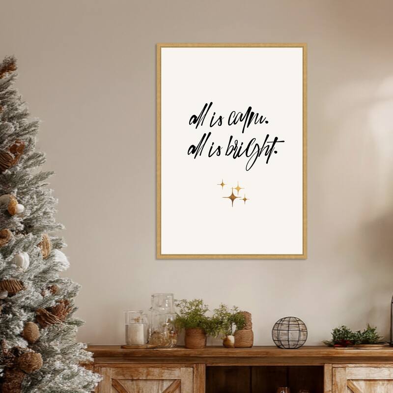All Is Bright by Eins Kubistika (23 x 33 in.), Framed Canvas Wall Art Print - Sylvie Bright Gold