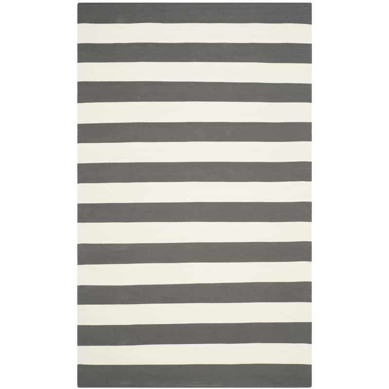 SAFAVIEH Handmade Montauk Caspian Stripe Cotton Flatweave Rug - Grey/Ivory - 4' x 6'