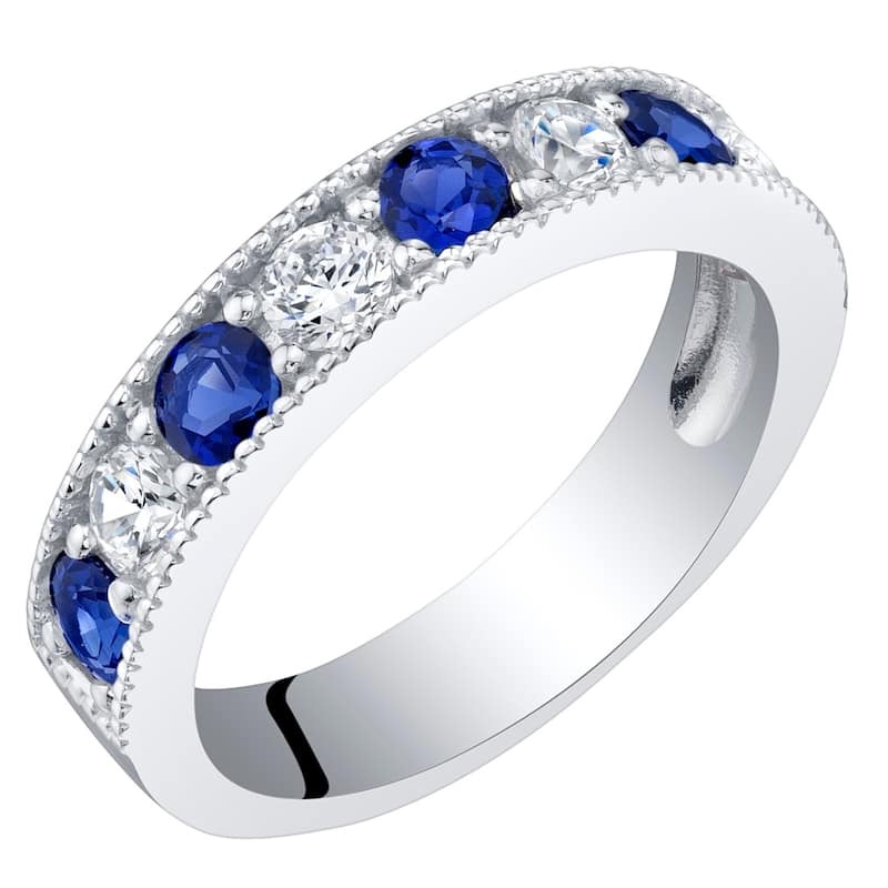 Sterling Silver 0.75 ct Created Sapphire Stackable Ring