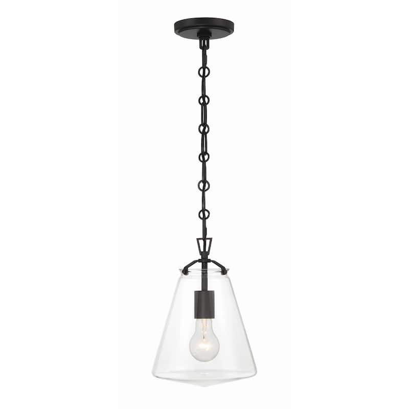 Voss 1 Light Matte Black Mini Pendant - 8.25"W x 11.5"H x 8.25"D