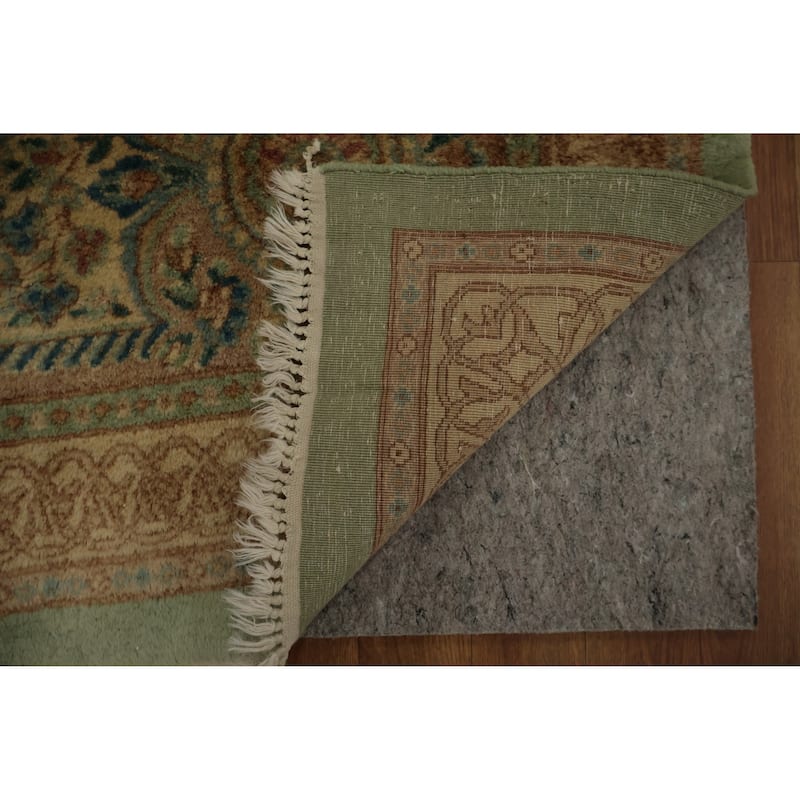 Hand Knotted Oriental 100% Wool Carpet Traditional Floral Green Kerman Area Rug - 19' 1'' X 11' 9''