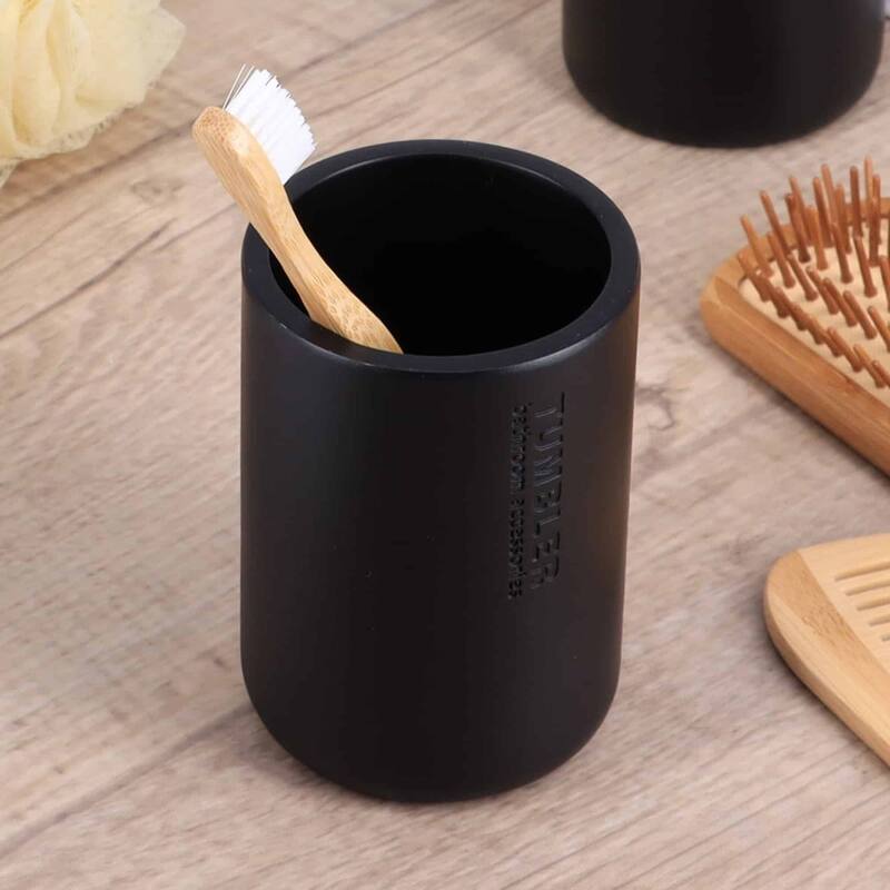 Modern Bathroom Tumbler, Minimalist Design Toothbrush Holder, Versatile Home Organizer - Black