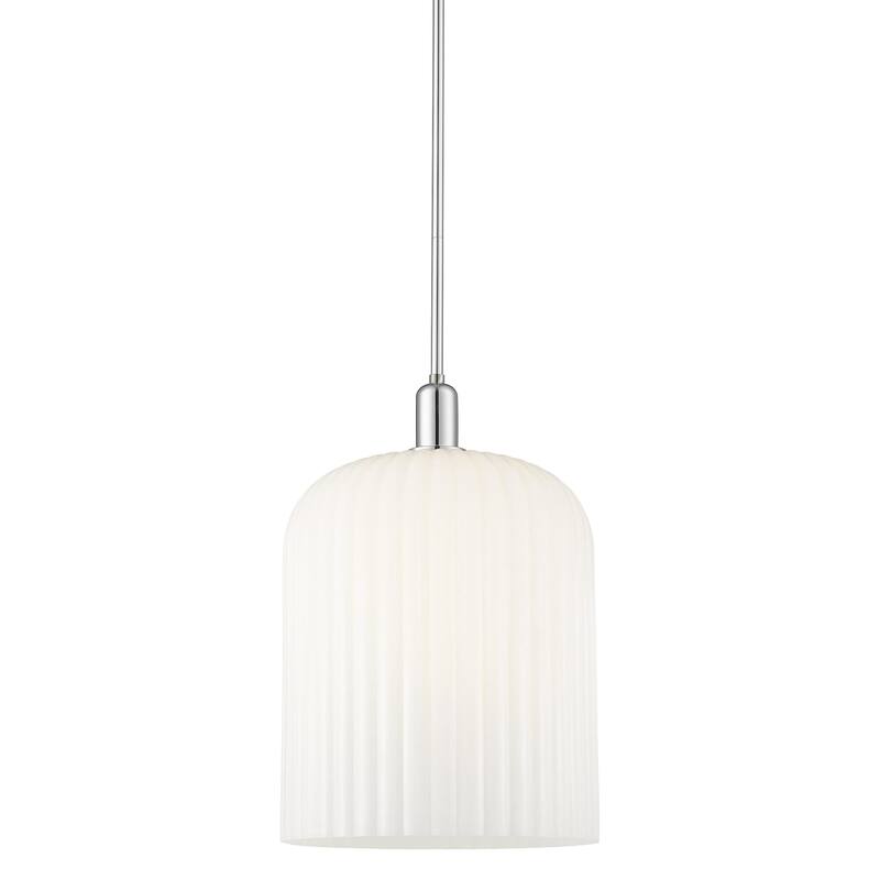 Innovations Lighting 716-1S-18-12 Bridal Veil Pendant Bridal Veil 12" - Polished Chrome / Gloss White