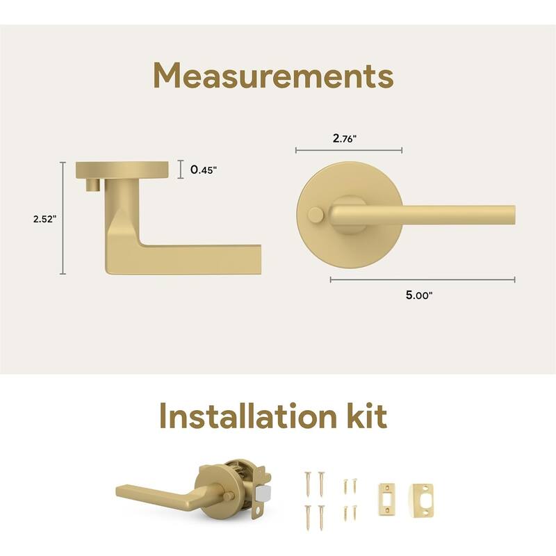 Mega Handles RALPH Round Passage Door Lever–Reversible Keyless Door Lock for Hallway, Closet, or Bathroom Handle for Left/Right