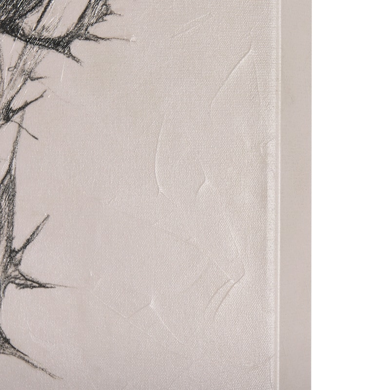 Thistle With Bumblebee Drawing IV (40 x 60) Canvas Art Print