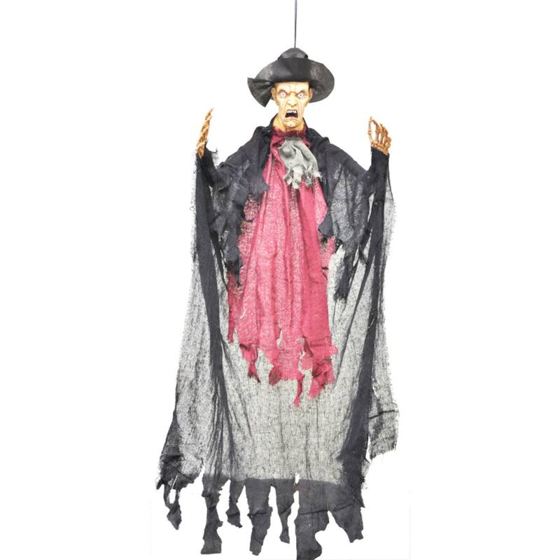 36" Black and Red Hanging Bowler Man Halloween Prop