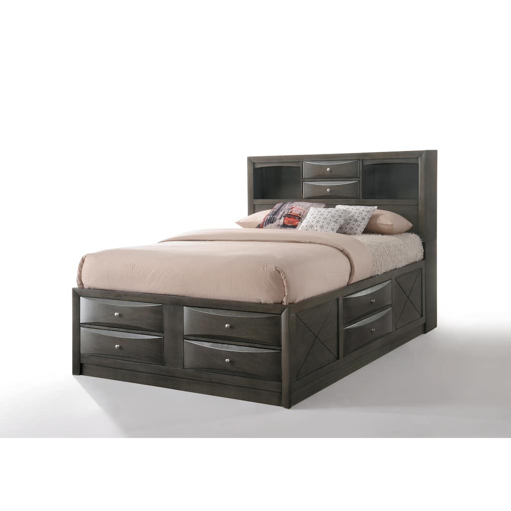Gray Oak Full Bed with storage